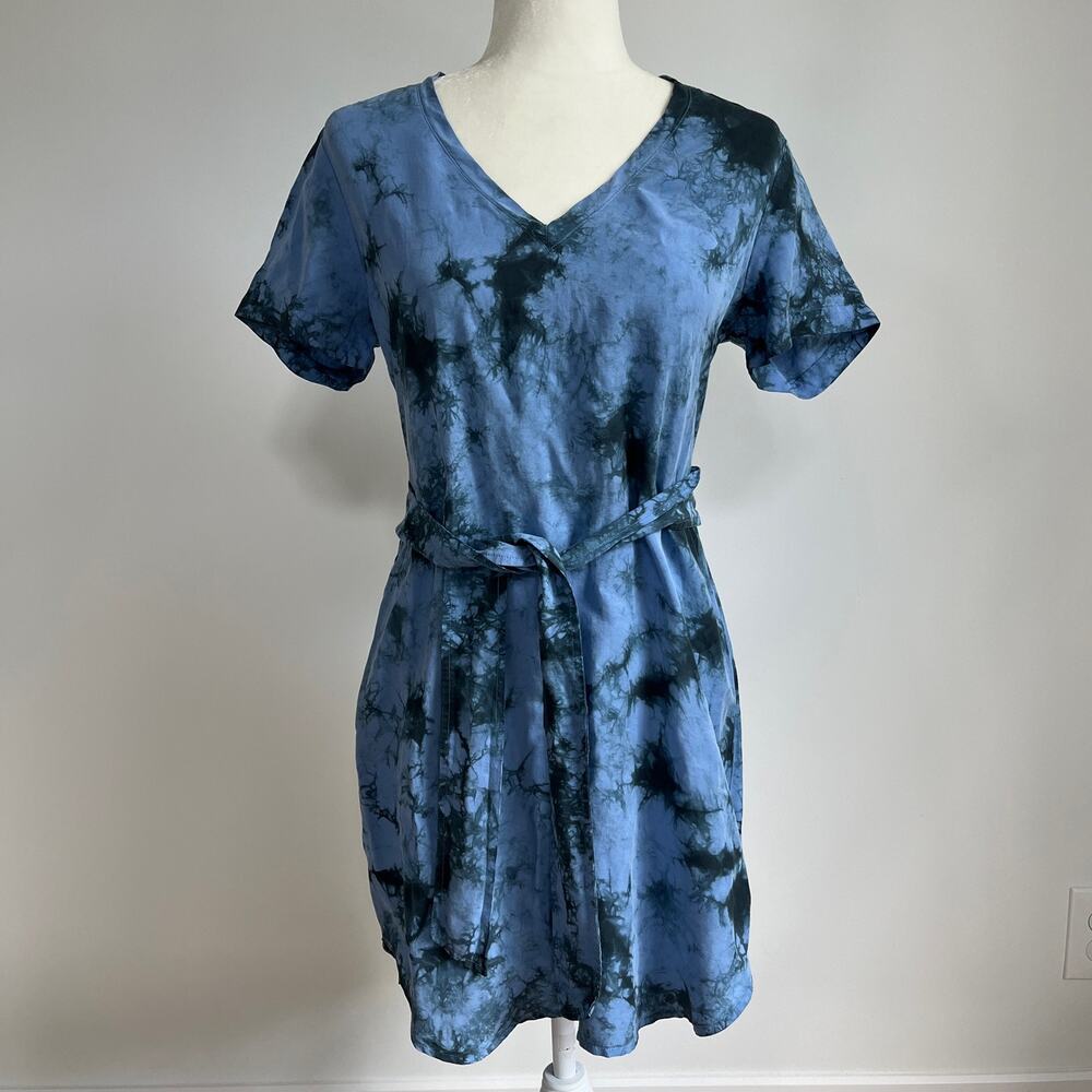 Anthropologie Blue and Black Tie-Dye Mini Dress